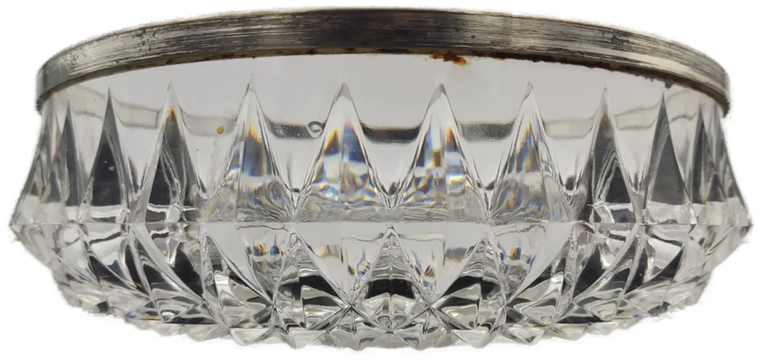 Alte Glasschüssel mit Metallrand – Bild 4