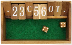 Holz-Würfelspiel „Shut the Box / JACKPOT“, Klappsteine 1–9 und Buchstaben, Filzeinlage, inkl. 2 Holzwürfeln - Bild 3