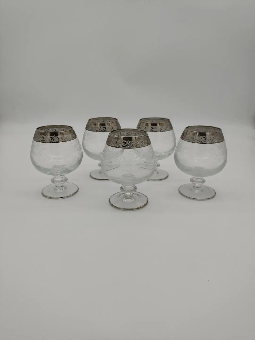 Murano Medici Cognac Gläser mit Platinrand 5 Stück - Bild 1