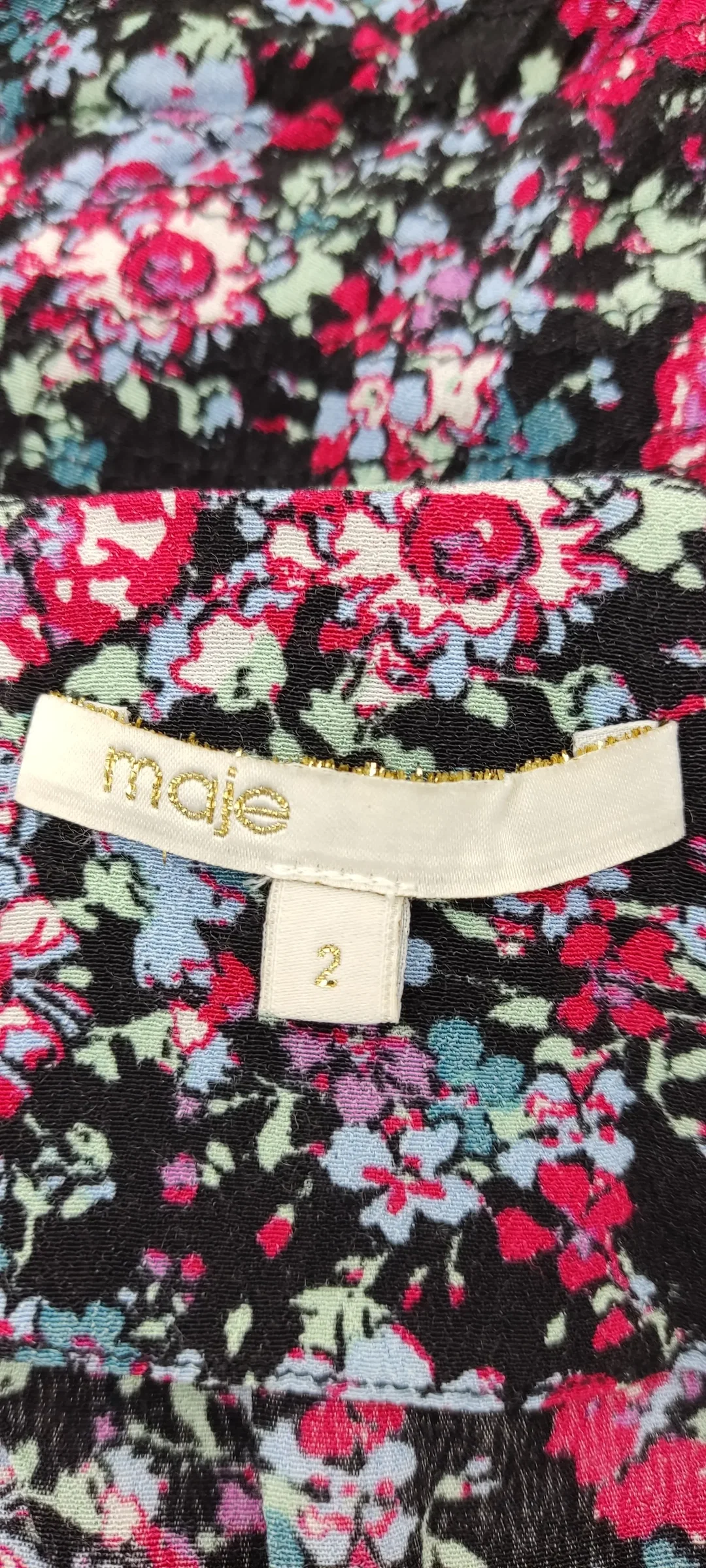 Maje Minikleid Geblümt V-Ausschnitt  Größe 32 – Bild 6