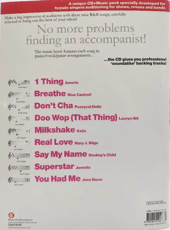 Audition Songs For Female Singers - R&B Anthems (PVG, Book, CD): Noten, CD für Frauenstimme (Gesang) Klavier (Gitarre) – Bild 2