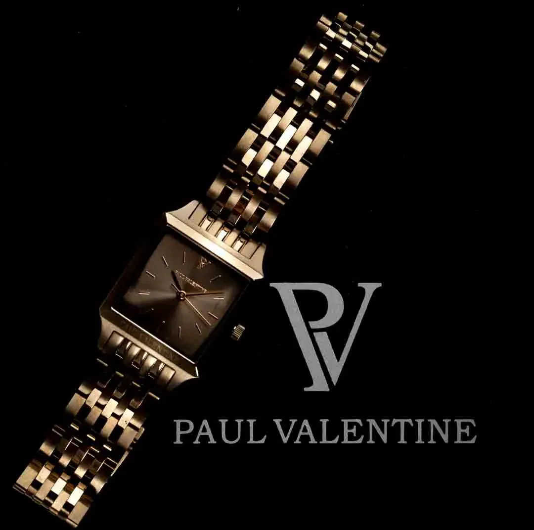 Paul Valentine Armbanduhr, eckig, 2cm, goldfarbenes Gliederarmband - Bild 1