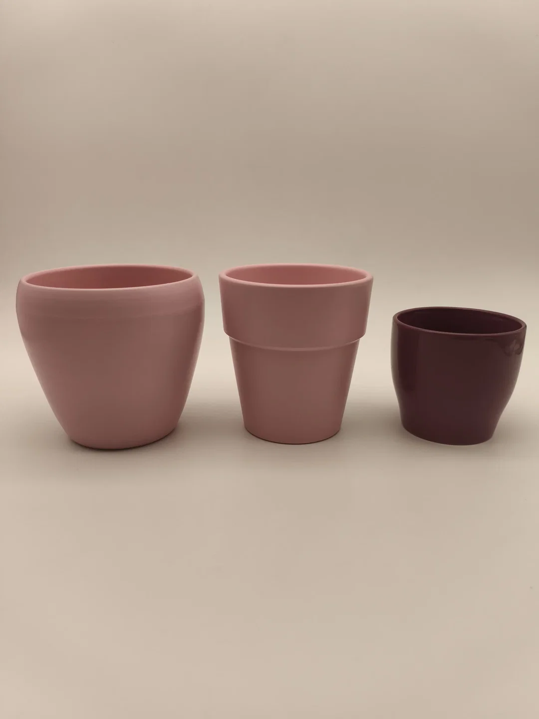 Set rosa/lila, 3 Übertöpfe Keramik – Bild 2