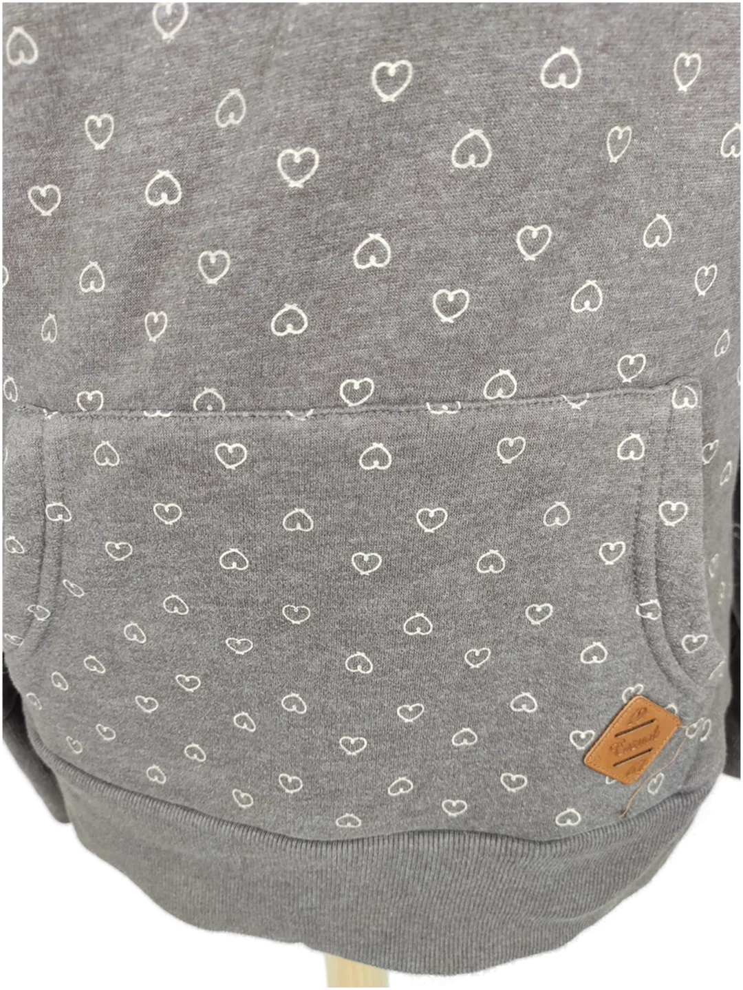 Sweater "Blind Date" langarm mit Kapuze, braun mit Aufdruck, Größe S – Bild 8