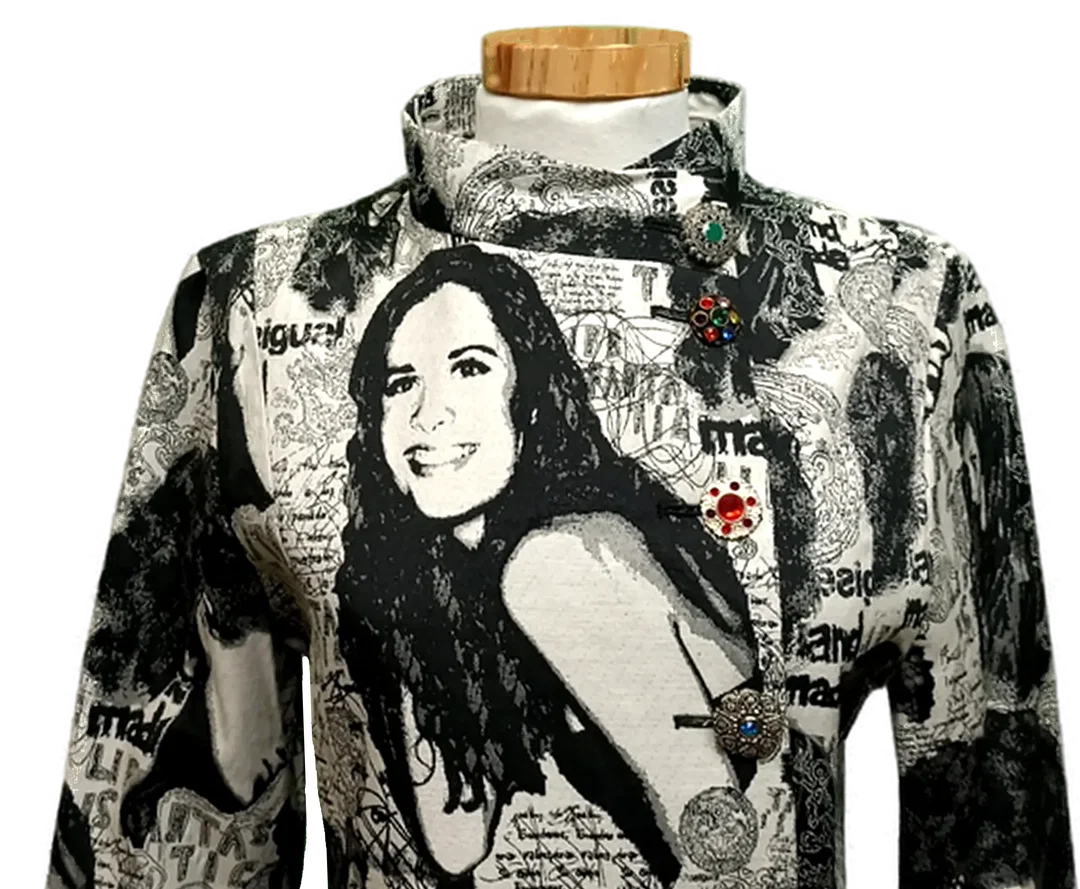 Desigual Damen Mantel gemustert schwarz/weiß Gr. M – Bild 3