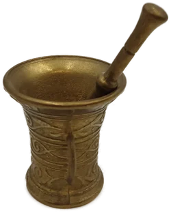 Vintage Messing-Mörser mit Stößel – Dekorativer Apotheker-Mörser aus Metall mit Ornamenten – Vorschau 3