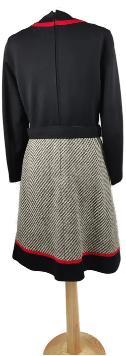 Vintage-Winterkleid mit Gürtel schwarz-rot-grau - L/40 - Bild 2
