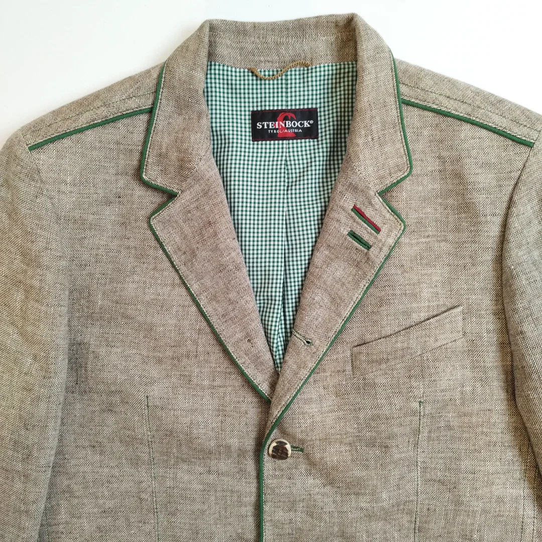 Trachtenjacke von Steinbock Mode Tyrol, Gr. 52, Leine, Beige/Hafer – Bild 4