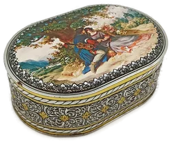 Vintage Hubertus Klieber Dose (Modell 290/2) – Oval mit romantischem Liebespaar