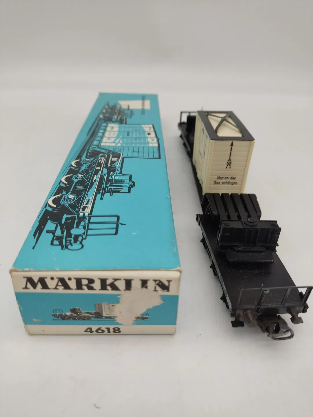Märklin 4618 Tiefladewagen mit Kiste im Originalkarton  - Bild 4
