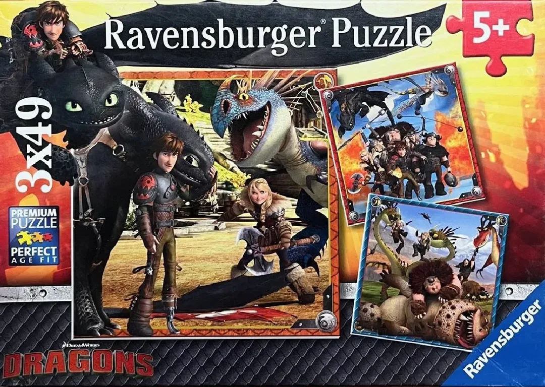 Ravensburger Puzzle Dragons – 3×49 Teile – DreamWorks – Kinderpuzzle ab 5+ - Bild 1