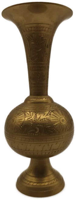 Vintage Messing Vase Indien, handgraviert und patiniert