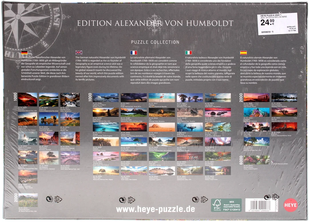 Heye Puzzle 2000 — Edition Alexander von Humboldt — Alpen-Blumenwiese (2000 Teile) – Bild 3
