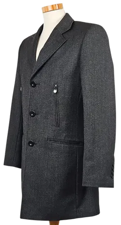 ESPRIT Herren Wollmantel, schwarz/grau - Gr. S  - Bild 2