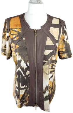 Bonita Jacke L/40 | Braun-Buntes Unikat