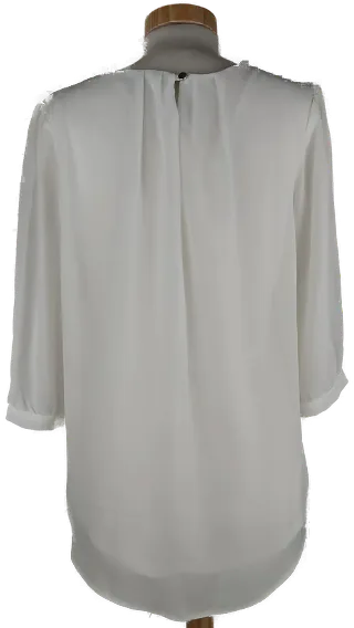 Bluse "Clockhouse - Elements Collection", dreiviertelarm mit Rundhalsausschnitt, weiß, Größe 40 – Bild 3
