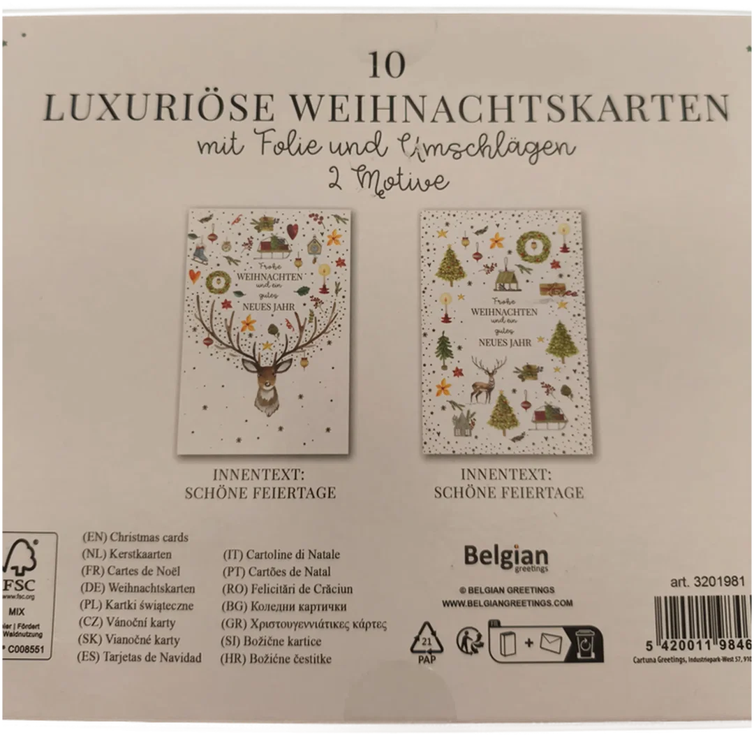 10 Weihnachtskarten mit Kuvert, Weihnachten – Bild 2