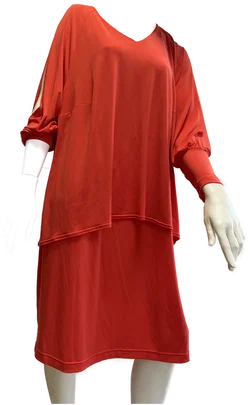 KIRSTEN KROG Design - festliches coral-rotes Damenkleid Gr. 50 Neu!
