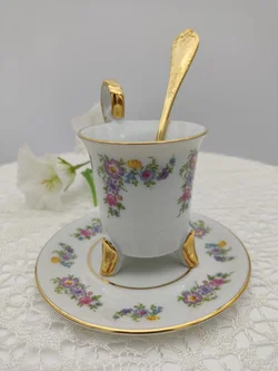 TK Thun Böhmen Porzellan Sammeltasse-Set (Mokkatasse, Untertasse, Löffel)  | Original Tschechoslowakei - Bild 6