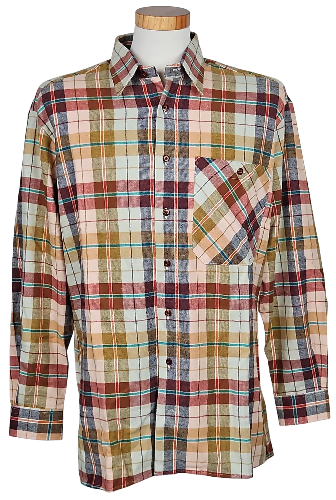 Piccini Vintage Herren Hemd, braun/grün - Gr. M  - Bild 1