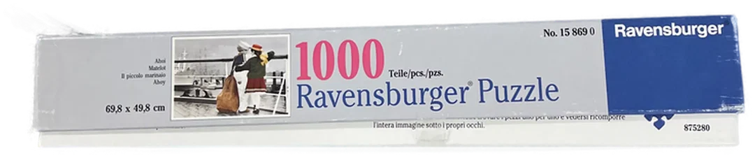 Ravensburger Puzzle - Ahoy,1993 Segel Bub & Mädchen am Peer, Nr. 15 869 0 - 1000 Teile – Bild 2