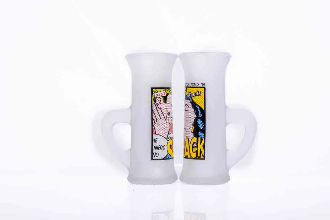 KEGLEVICH Komix '99 Wodka Schnapsglas mit Pop Art Motiv (2 Stück) – Bild 2