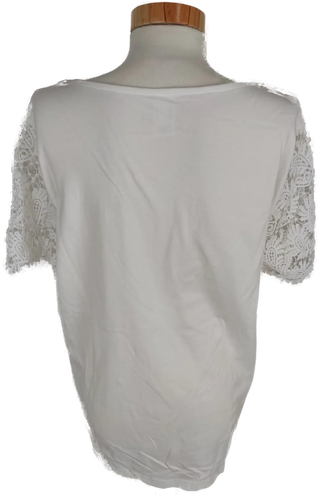 Trendiges Damen T-Shirt mit Spitze, kurzarm, weiß, Größe 44 – Bild 4