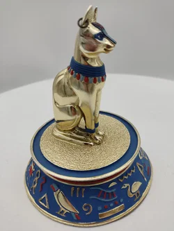 'The sacred  bast cat' Porzellan mit Glaskuppel & Zertifikat von Franklin Mint | Ägyptischer Schatz - Bild 10