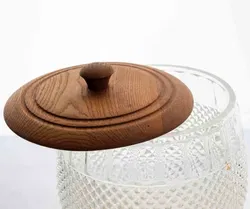 Vintage Bowletopf aus Kristallglas mit Echtholz-Deckel Ø 20 cm - Bild 2