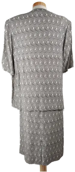 Kostüm kurzarm mit Rundhalsausschnitt, schwarz/weiß gemustert, Größe 46 - Bild 3