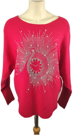 Damenpullover Größe 38 in Rot mit Schmuckmotiv | Glamour – Vorschau 1
