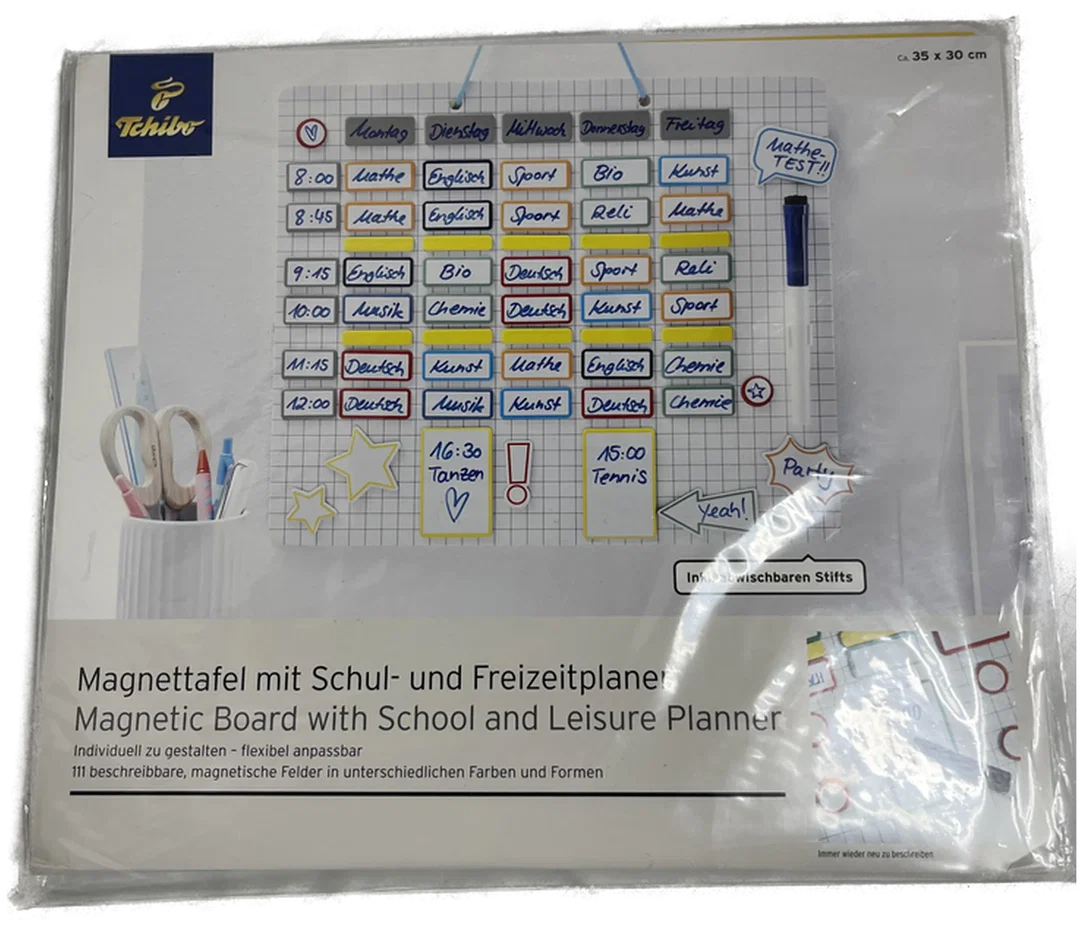 Magnettafel mit Schul und Freizeitplaner inkl. abwaschbarem Stift Tchibo original verpackt 35x30cm – Bild 2