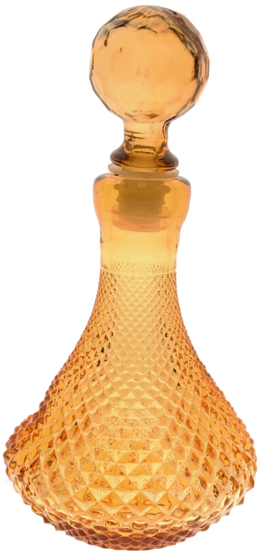 Vintage Glasflasche mit Schliffstopfen – Bernsteinfarben – Diamantschliff-Dekor - Bild 4