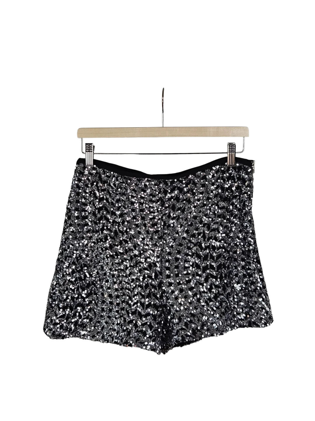 ZARA Damen Shorts mit Pailletten, schwarz - Gr. L / 40 - Bild 1