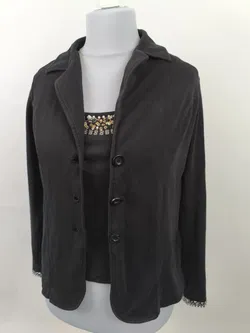 Heine, Perlentop und Jacke, Damen, Gr. 42, Zweiteiler, schwarz - Bild 2