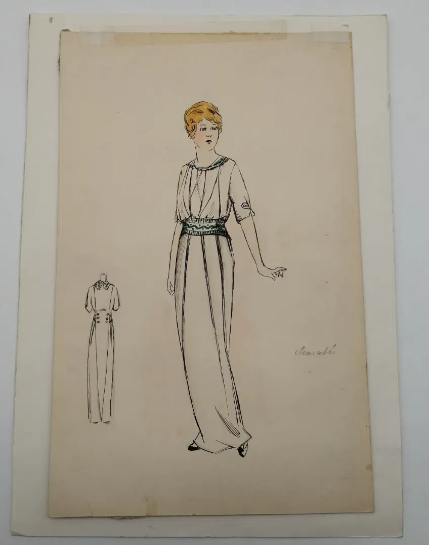 Antiquarische Aquarell Zeichnung von Scarabe, 1913 - Original - Bild 1