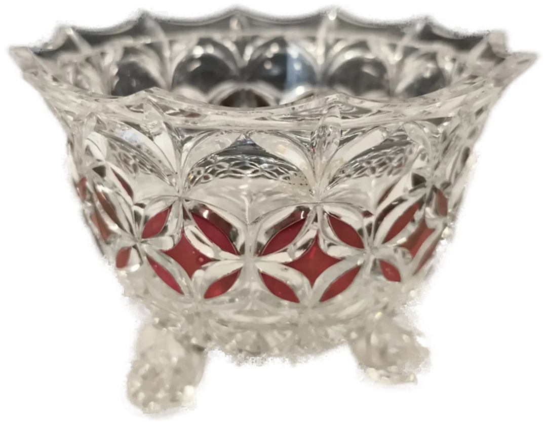 3 Fuß- Glasschale, Höhe 10cm, Böhmen – Bild 1
