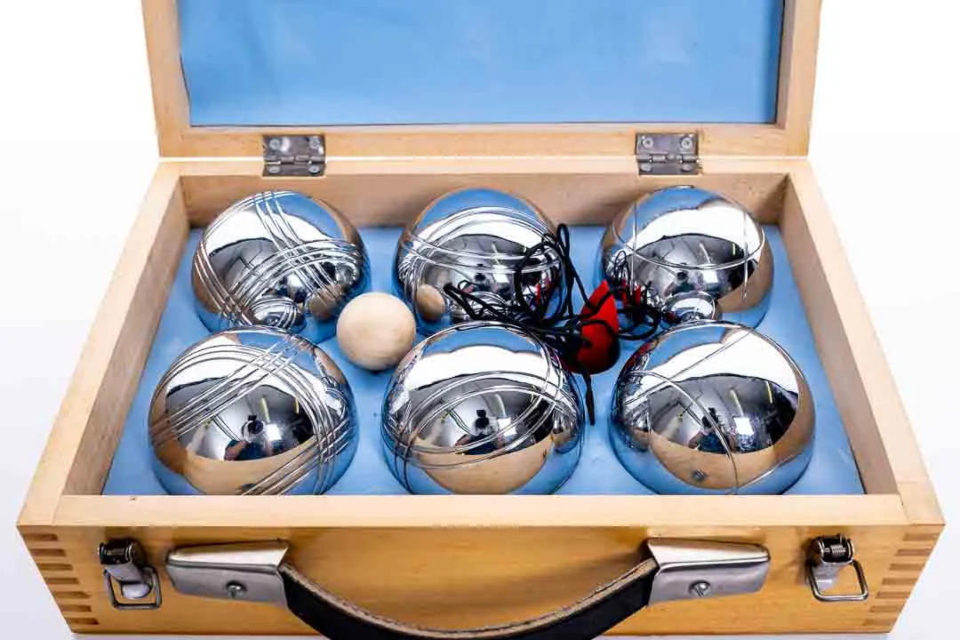 6 Boccia Kugeln "Classic-Set" in Holzkiste - Jeu de Boules – Bild 3
