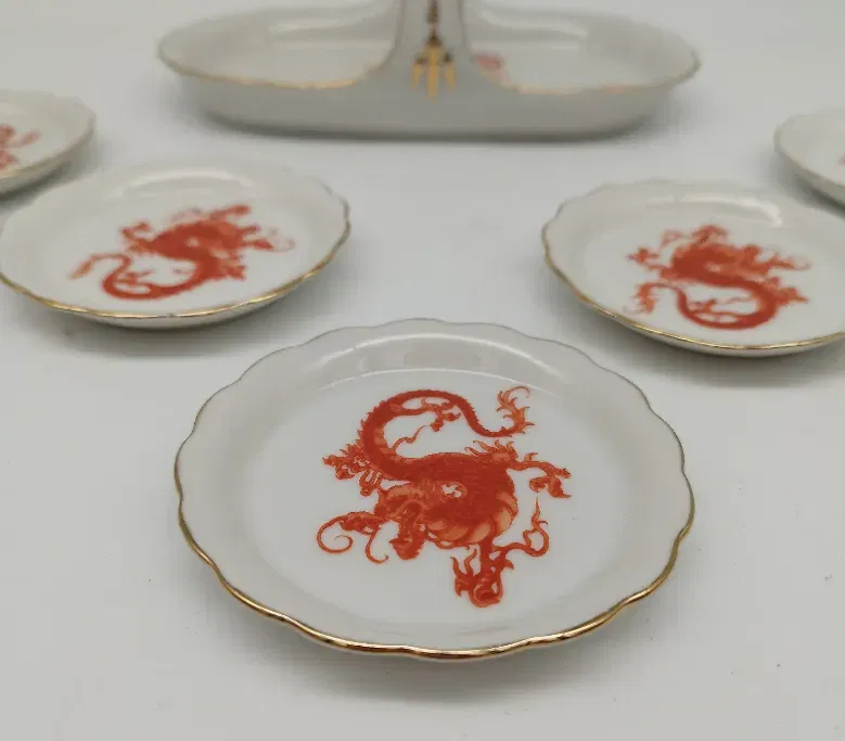 Art Deco Königszelt Porzellan Set „Roter Drache“ – 6 Teile, sehr gut erhalten - Bild 4
