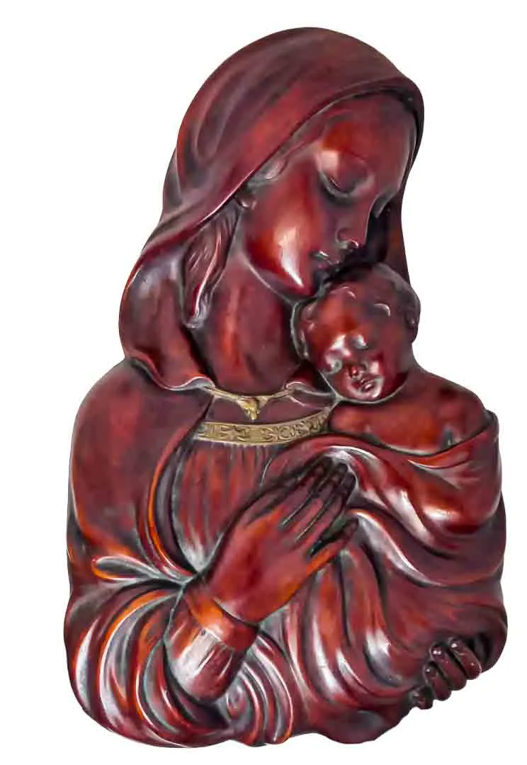 Achatit Madonna mit Kind Wandrelief Naturstein Handarbeit 1845H ca. 37,5cm – Bild 1