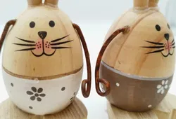 Osterdeko Hasenpaar (Holz, Handbemalt) | Unikat - Bild 3