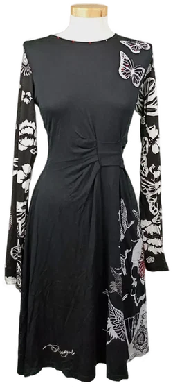 Desigual Damen Midikleid schwarz mit Pailletten gemustert Gr. L - Bild 1