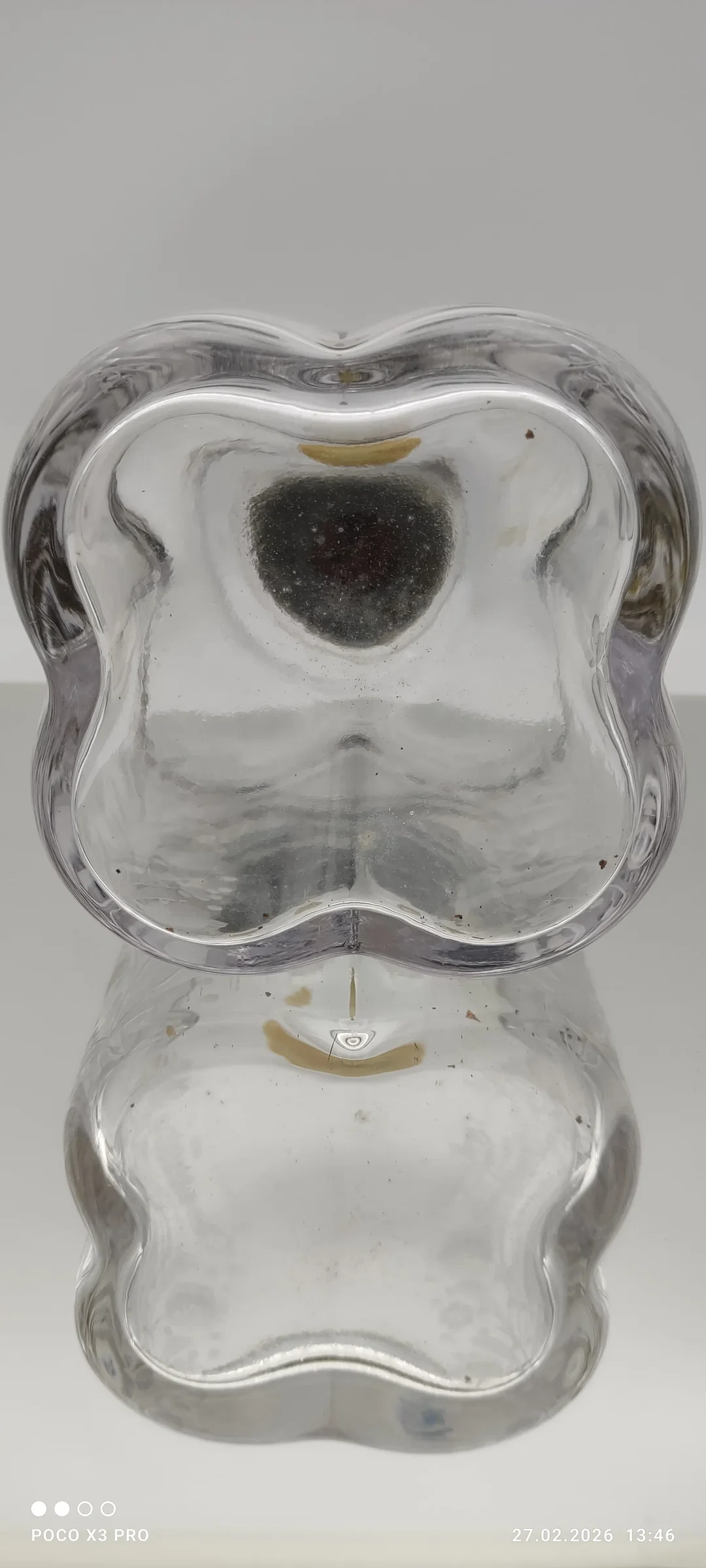 Handgefertigte Glasflasche Transparent | Blumen-Schliff – Bild 4