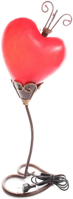 2× Tischlampe Herzform rot – romantische Deko-Leuchten aus Metall & Glas – Höhe ca. 55 cm - Bild 2