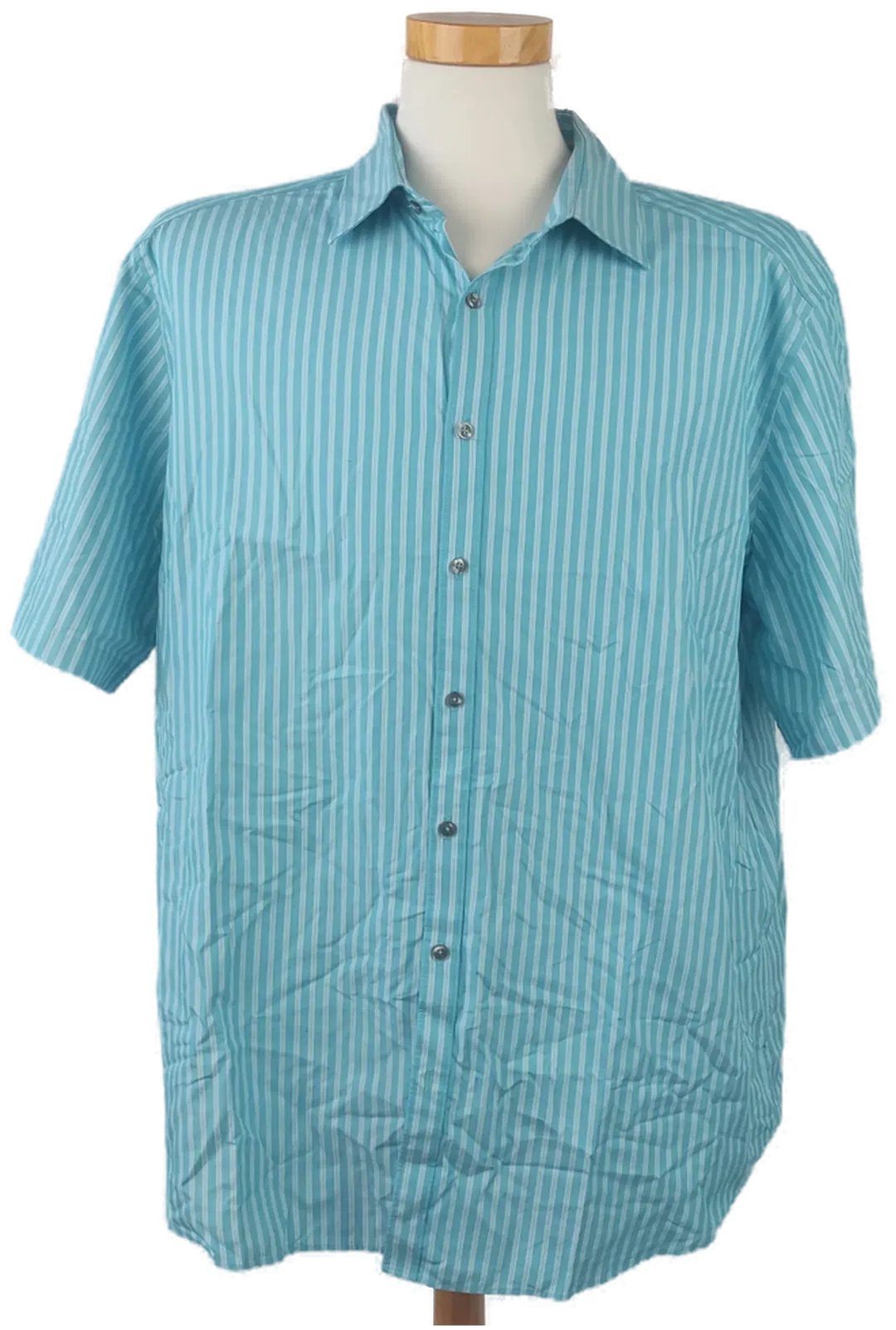 Angelico Litrico Herrenhemd Kurzarm hellblau gestreift - Gr. XXL 45/46 - Bild 1