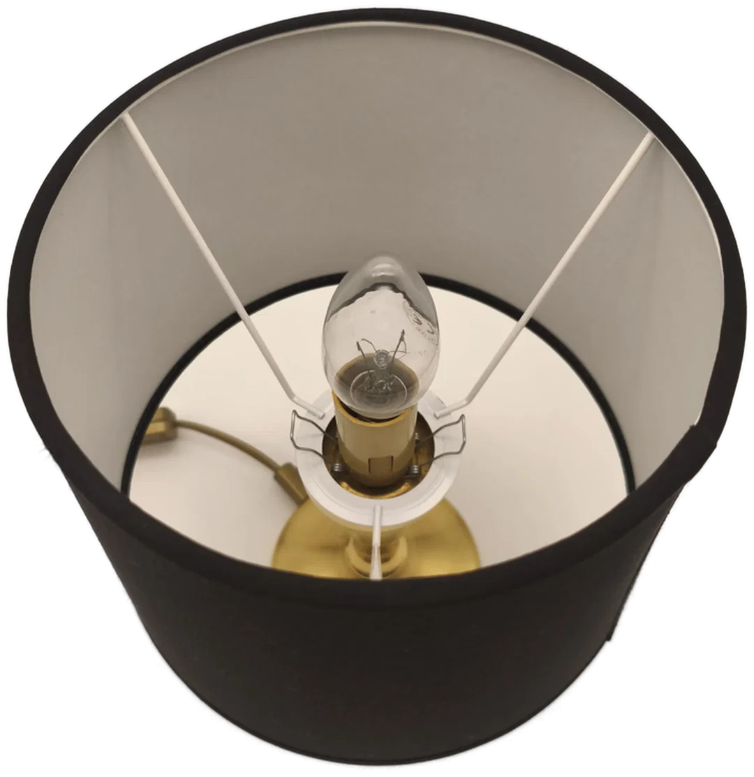 Tischlampe mit Messingfuß, Lampenschirm neu – Bild 3