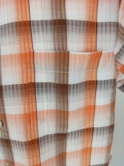 Hemd "Angelo Litrico", kurzarm mit Kragen, weiß/braun/orange kariert, Größe M/39-40 – Vorschau 2