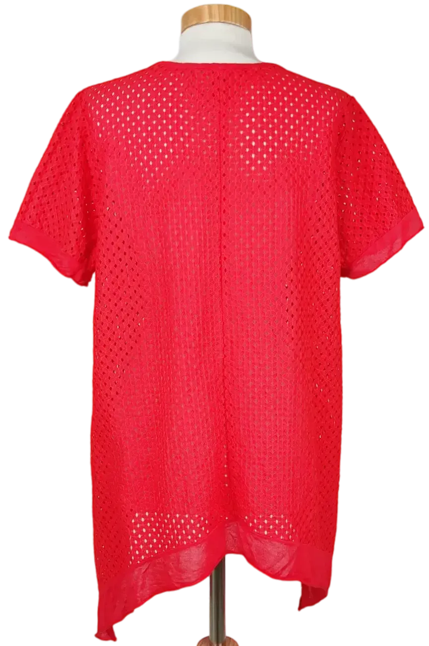 Damen Shirt mit Lochstickerei, rot – Bild 2