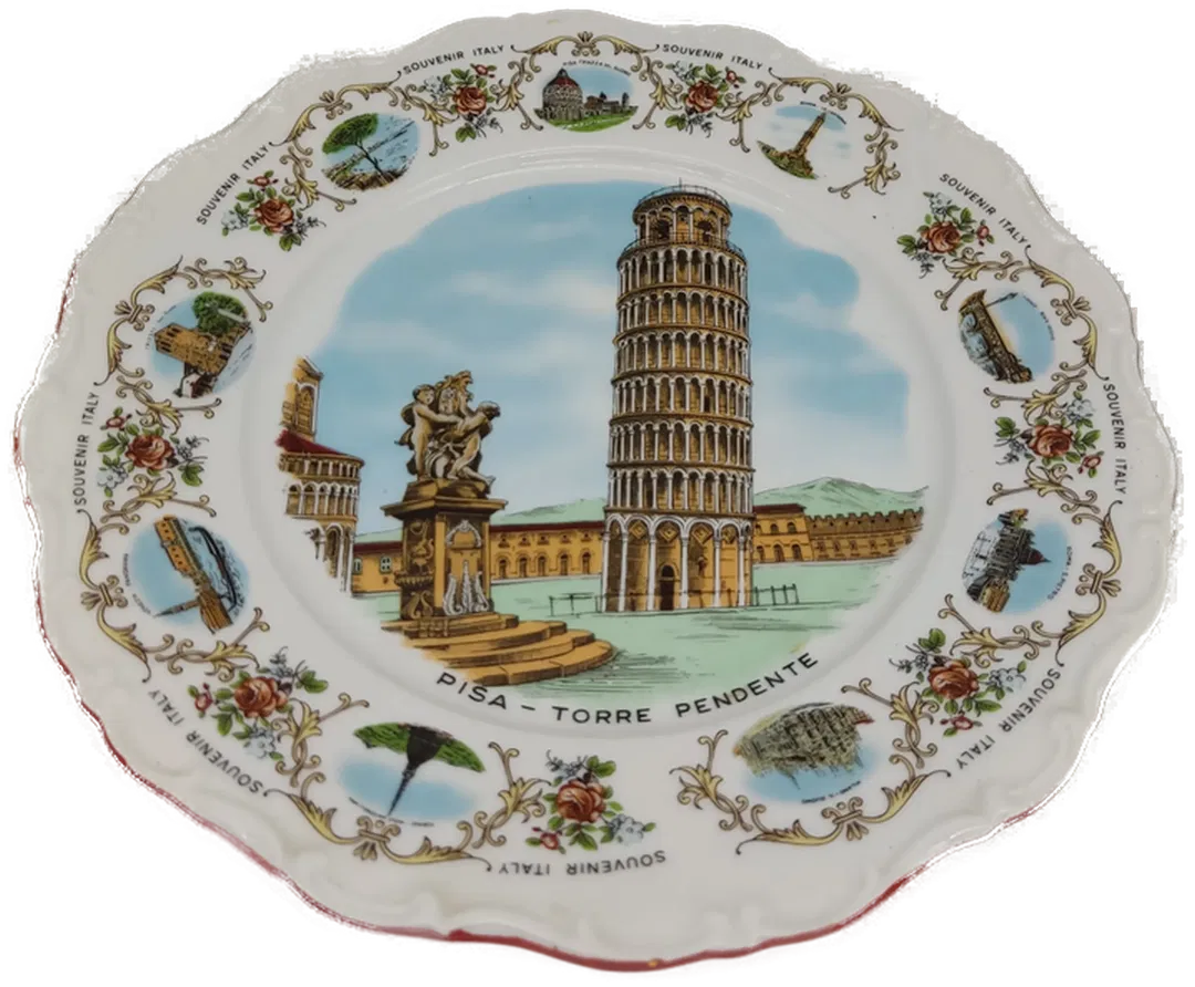 Seltmann Weiden Porzellan Wandteller mir dem schiefen Turm von Pisa als Motiv. - Bild 1