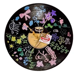 Zeitsprung, Schallplatten-Wanduhr Bert Kaempfert Karussell Vinyl Retro Blumenmotiv 30,5 cm – Vorschau 1
